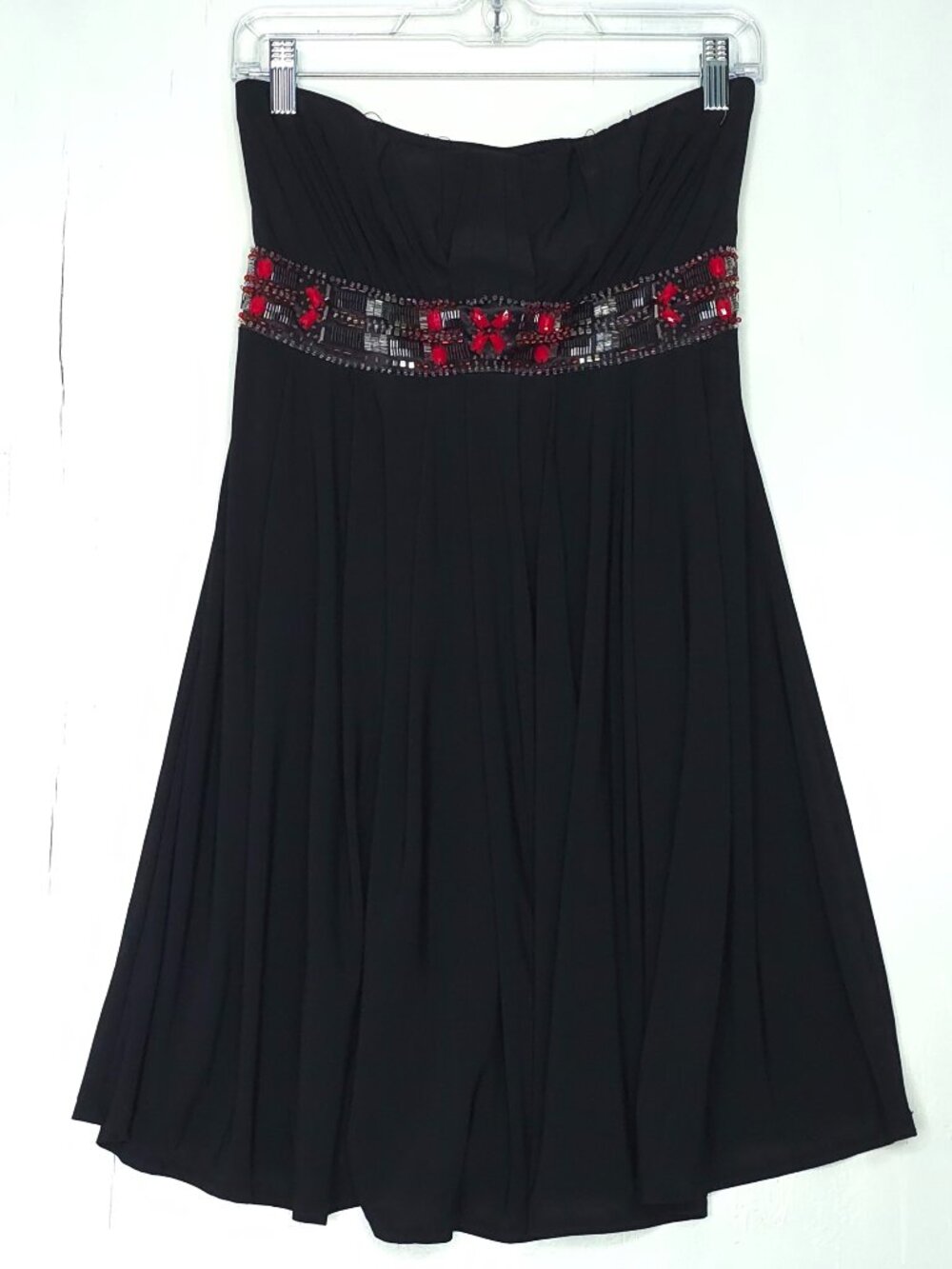 White House Black Market Strapless Pleated Black Dress Women 4 Chic Elegance